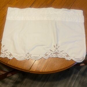 Vintage white Battenberg Lace 19” valence window treatment
